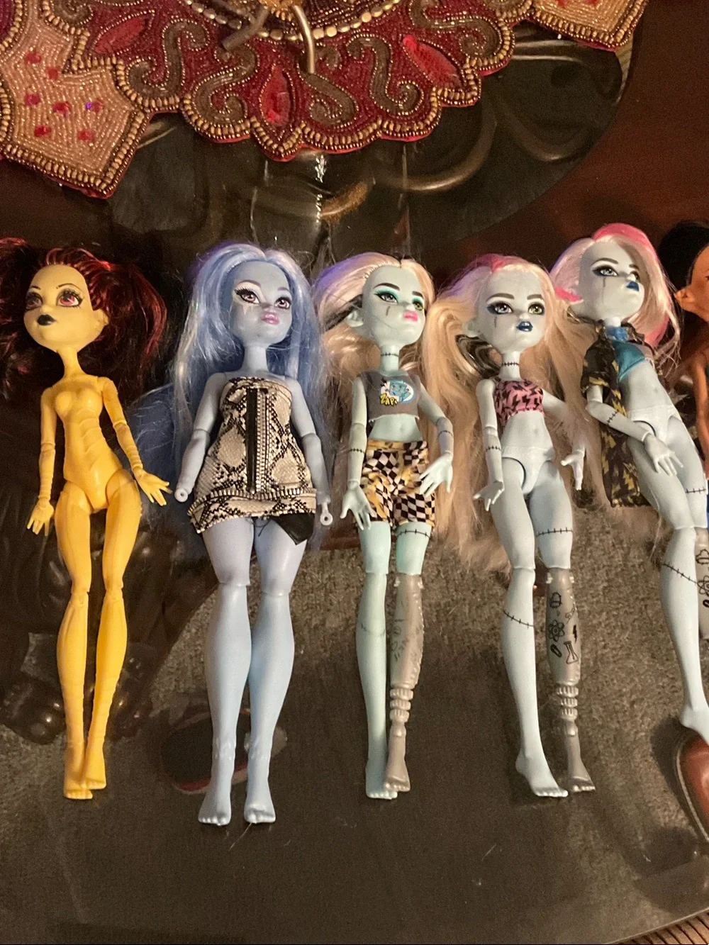 monster high Dolls Lot - Yellow, Blue, Pale Blue, Light Green